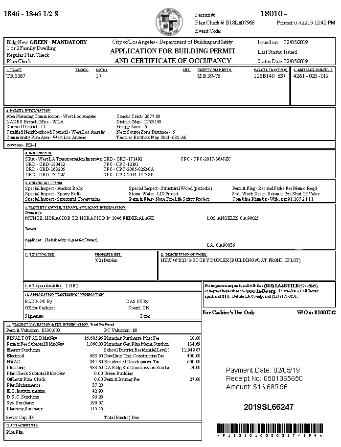 00 Clearance Summary Worksheet for Building Permit Application